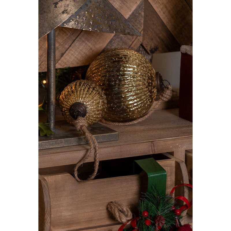 Clayre & Eef Christmas Bauble Ø 7 cm Gold colored Glass