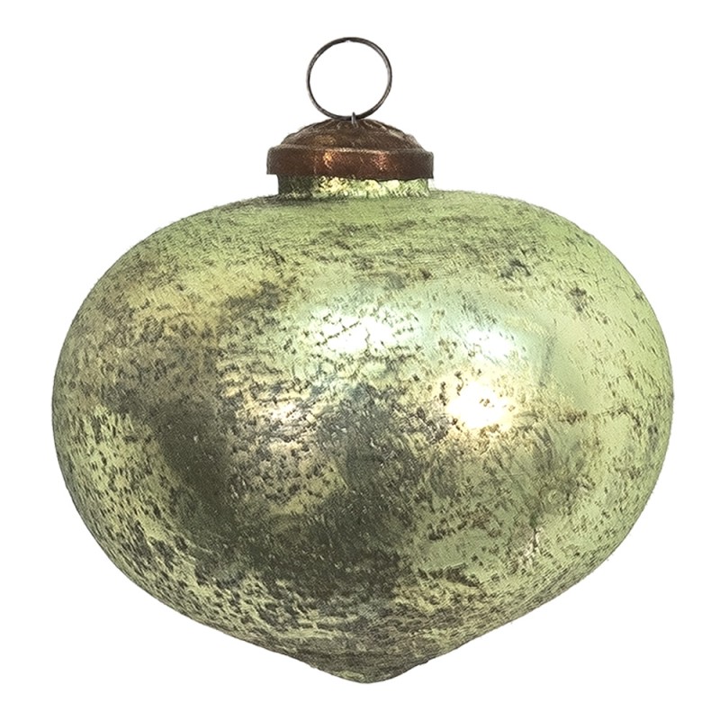 Clayre & Eef Christmas Bauble Ø 10 cm Green Glass
