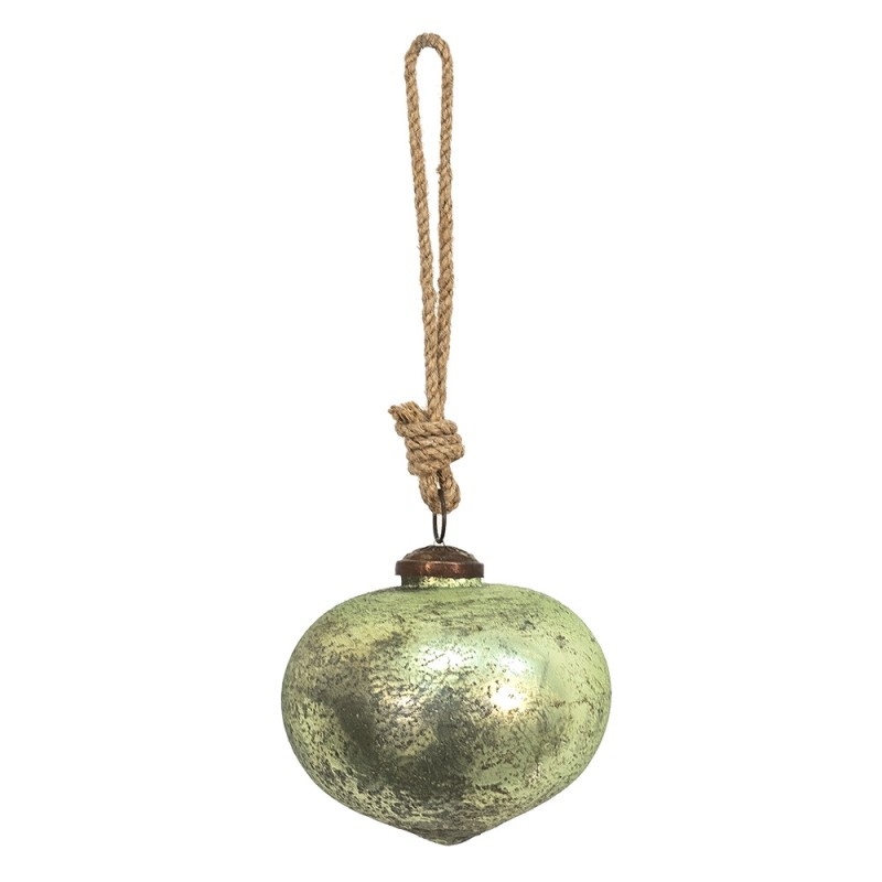 Clayre & Eef Christmas Bauble Ø 10 cm Green Glass