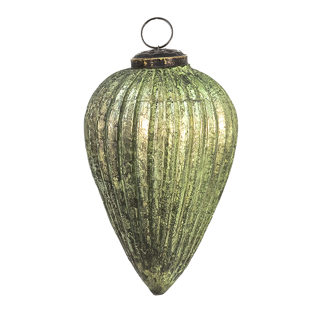 Clayre & Eef Kerstbal XL Ø 9 cm Groen Glas afbeelding 1