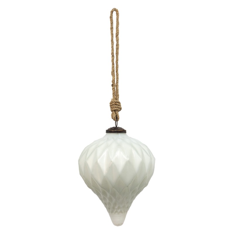Clayre & Eef Weihnachtskugel Ø 13 cm Weiß Glas