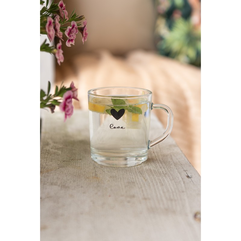 Clayre & Eef Tazza da tè 250 ml Vetro Coure Love