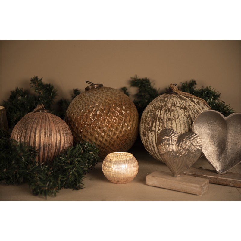 Clayre & Eef Palla di natale XL Ø 20 cm Marrone Vetro