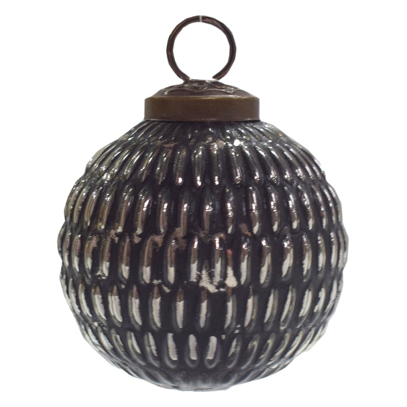 Clayre & Eef Weihnachtskugel Ø 7 cm Schwarz Silberfarbig Glas