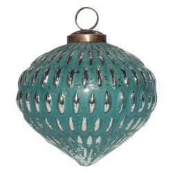 Clayre & Eef Palla di natale Ø 10 cm Verde Color argento Vetro Metallo
