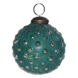 Clayre & Eef Palla di natale Ø 7 cm Verde Color argento Vetro Metallo