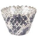 Clayre & Eef Portacandela Ø 10x7 cm Grigio Beige Vetro