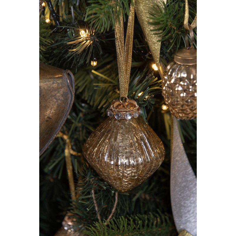 Clayre & Eef Boule de Noël Ø 7 cm Couleur or Verre