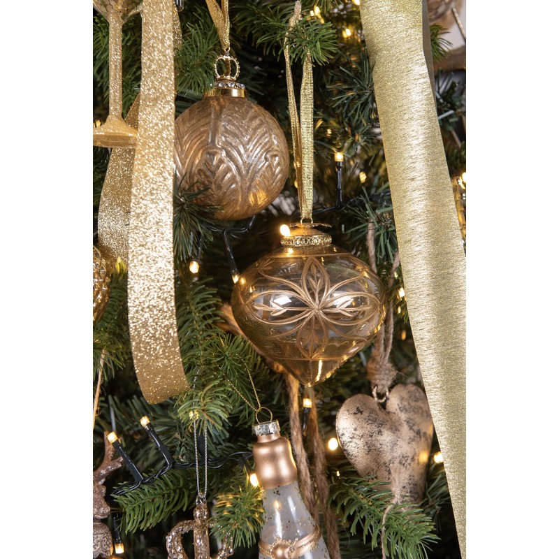 Clayre & Eef Kerstbal Ø 8 cm Goudkleurig Glas