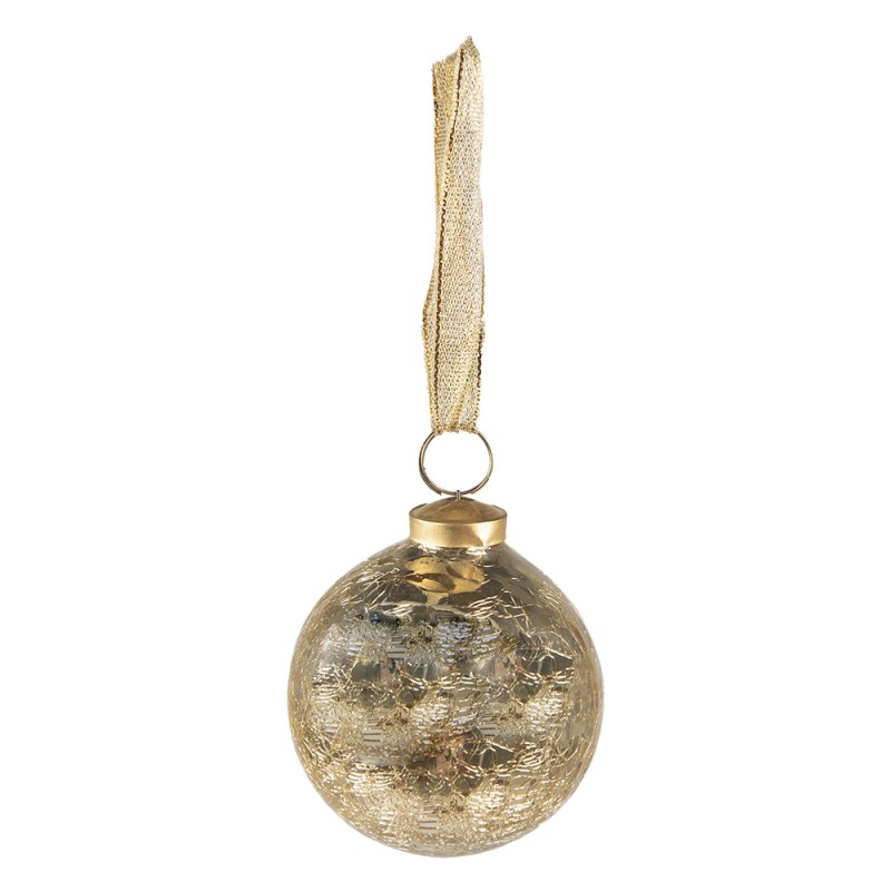 Clayre & Eef Christmas Bauble Ø 9 cm Gold colored Glass