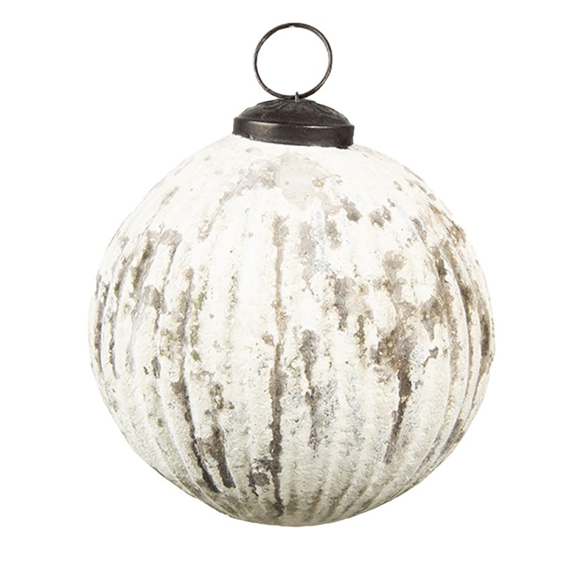 Clayre & Eef Christmas Bauble Ø 10 cm Beige Glass