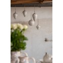 Clayre & Eef Kerstbal  Ø 13 cm Wit Zilverkleurig Glas