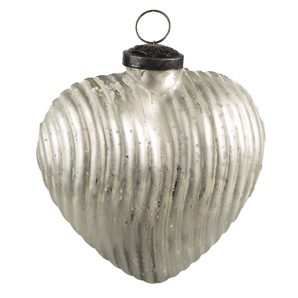 Clayre&Eef Kerstbal 9x4x10 cm Zilverkleurig Glas afbeelding