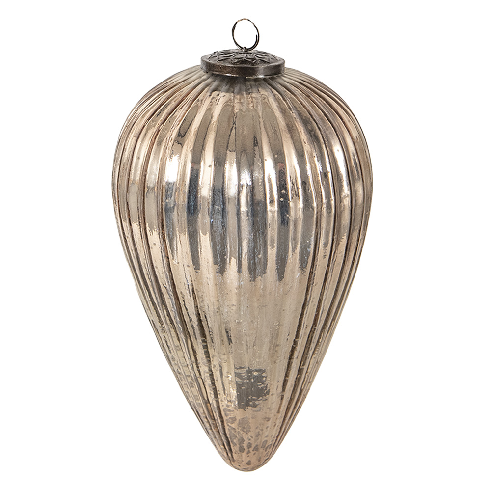 Clayre&Eef Kerstbal XLØ 15 cm Goudkleurig Glas afbeelding