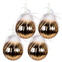 Clayre & Eef Palla di natale set di 4 Ø 12 cm Color oro Bianco Vetro