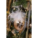 Clayre & Eef Weihnachtskugel 4er Set Ø 10 cm Goldfarbig Weiß Glas