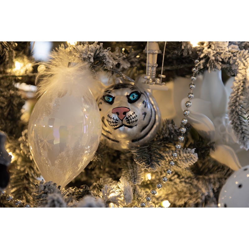 Clayre & Eef Kerstbal Set van 4  Ø 8 cm Wit Glas