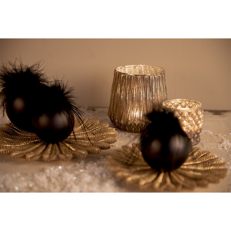 Clayre & Eef Palla di natale set di 4 Ø 10 cm Nero Vetro