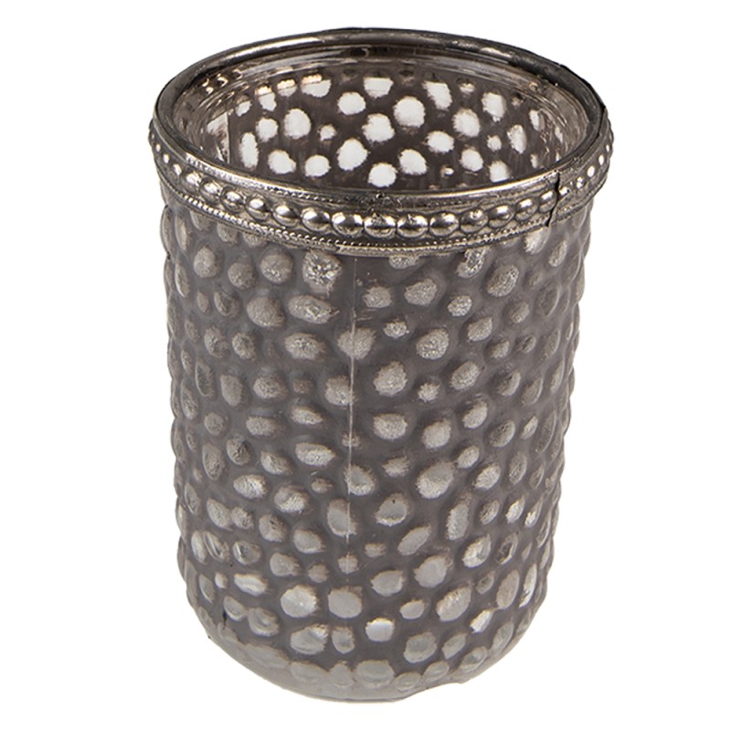 Clayre & Eef Porte-bougie Ø 6x7 cm Gris Verre Métal