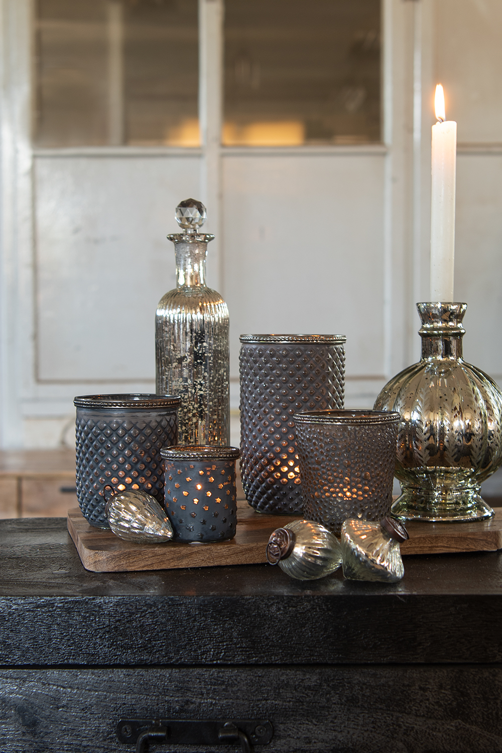 Theelichthouder Ø 9X11 Cm Grijs Glas-image