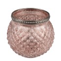 Clayre & Eef Porte-bougie Ø 10x9 cm Rose Verre Métal