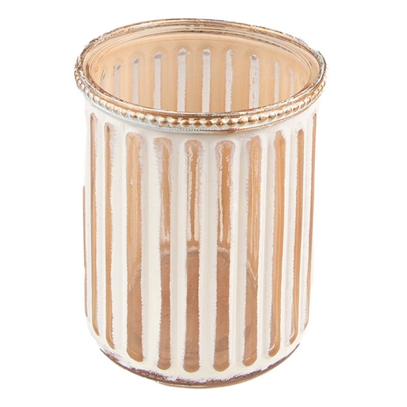 Clayre & Eef Tealight Holder Ø 10x11 cm Beige Glass Metal