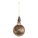 Clayre & Eef Christmas Bauble Ø 7 cm Brown Glass Plastic