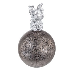 Clayre & Eef Christmas Bauble Ø 7 cm Silver colored Glass Plastic