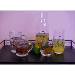 Clayre & Eef Carafe 1000 ml Glass Flowers