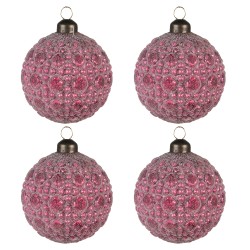 Clayre & Eef Boule de Noël set de 4 Ø 8 cm Rouge Verre