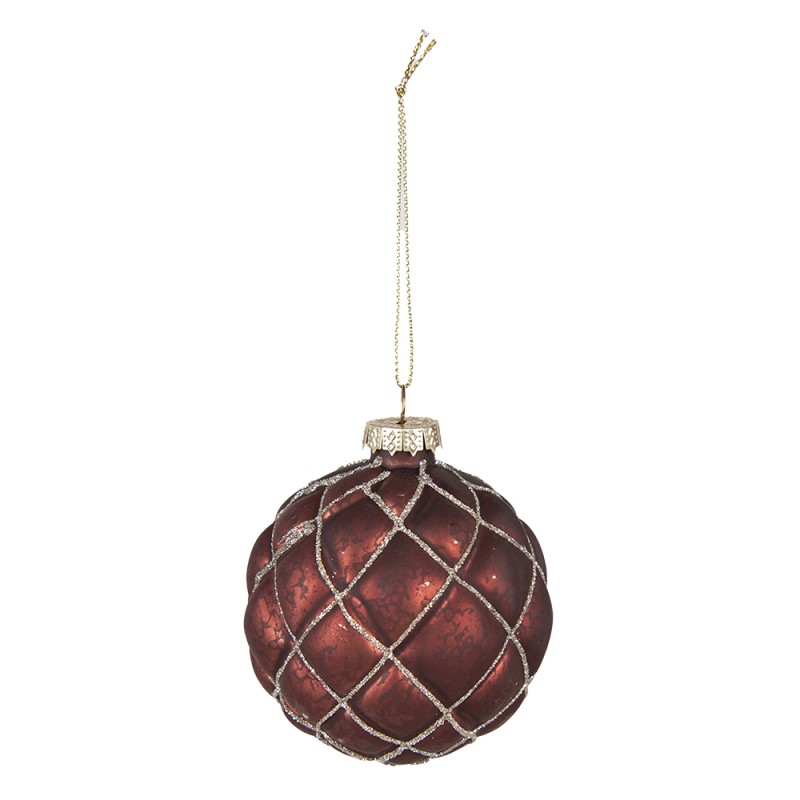 Clayre & Eef Kerstbal Set van 2  Ø 8 cm Rood Glas