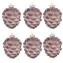 Clayre & Eef Palla di natale set di 6 Pigne Ø 8 cm Rosa Vetro