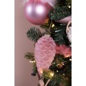 Clayre & Eef Boule de Noël set de 2 Pomme de pin Ø 7 cm Rouge Verre