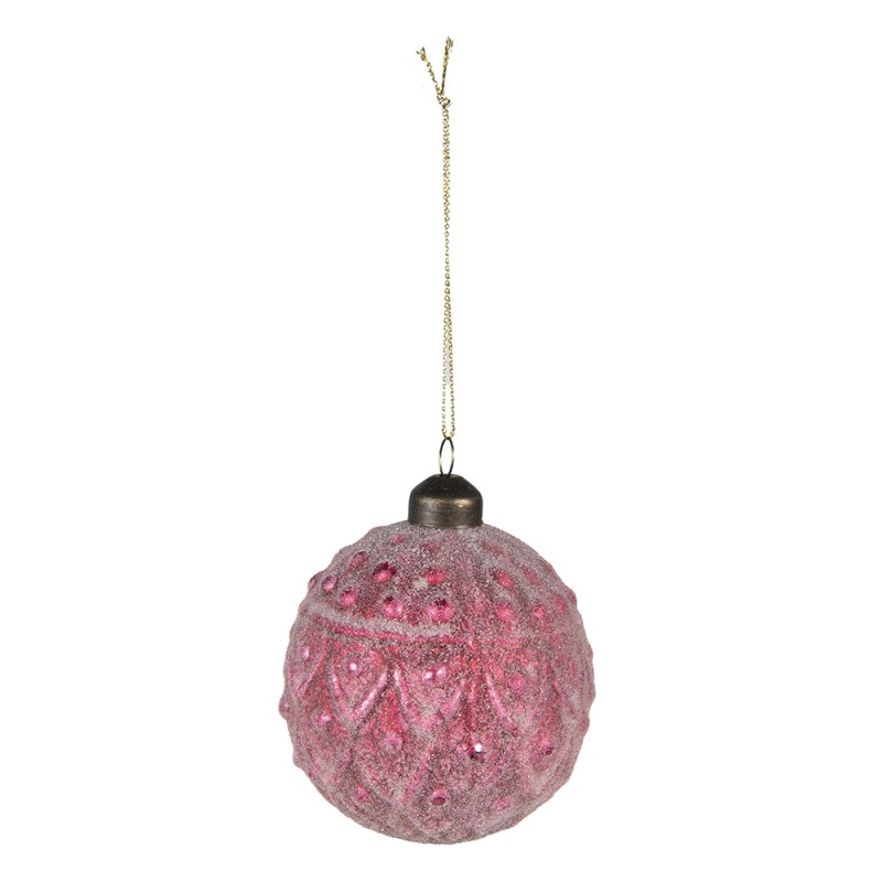 Clayre & Eef Boule de Noël set de 2 Ø 8 cm Rouge Verre