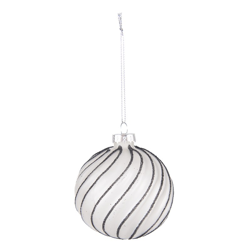 Clayre & Eef Weihnachtskugel 4er Set Ø 8 cm Schwarz Grau Glas