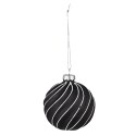 Clayre & Eef Weihnachtskugel 4er Set Ø 8 cm Schwarz Grau Glas