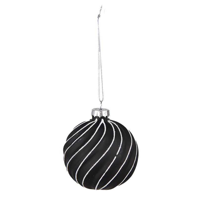 Clayre & Eef Weihnachtskugel 4er Set Ø 8 cm Schwarz Grau Glas