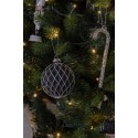Clayre & Eef Palla di natale set di 4 Ø 8 cm Nero Bianco  Vetro