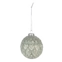 Clayre & Eef Christmas Bauble Set of 4 Ø 8 cm Green Glass
