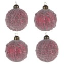 Clayre & Eef Kerstbal Set van 4  Ø 8 cm Rood Glas