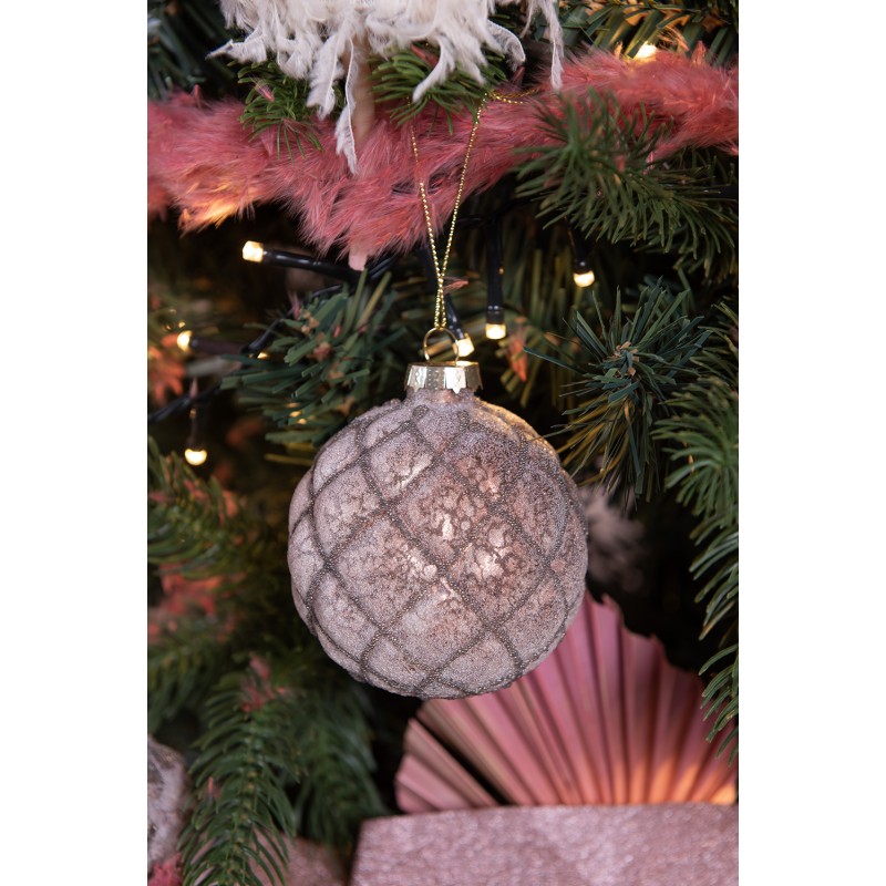 Clayre & Eef Boule de Noël set de 4 Ø 8 cm Marron Verre