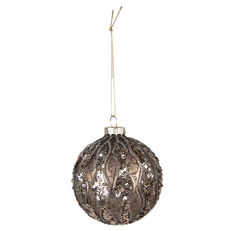 Clayre & Eef Christmas Bauble Set of 4 Ø 8 cm Brown Glass