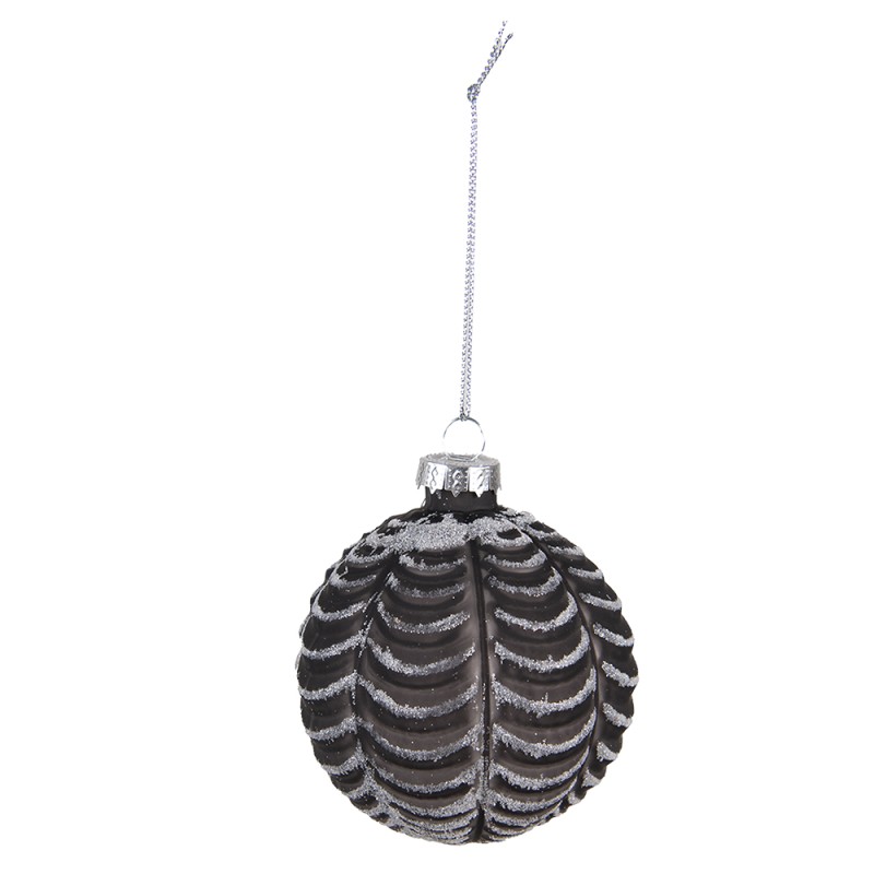 Clayre & Eef Palla di natale set di 4 Ø 8 cm Nero Vetro