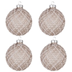 Clayre & Eef Kerstbal Set van 4  Ø 8 cm Bruin Glas
