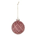 Clayre & Eef Christmas Bauble Set of 4 Ø 8 cm Red Glass