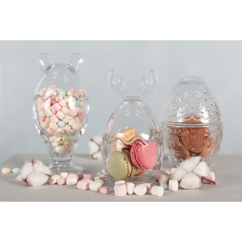 Clayre & Eef Glass Jar Ø 8x17 cm Transparent Glass Round