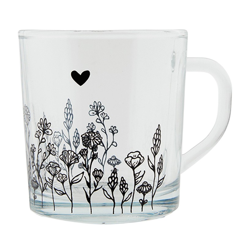 Clayre & Eef Theeglas  200 ml Glas Bloemen