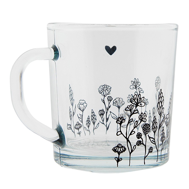 Clayre & Eef Theeglas  200 ml Glas Bloemen