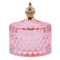 Clayre & Eef Glastopf Ø 9x10 cm Rosa Glas