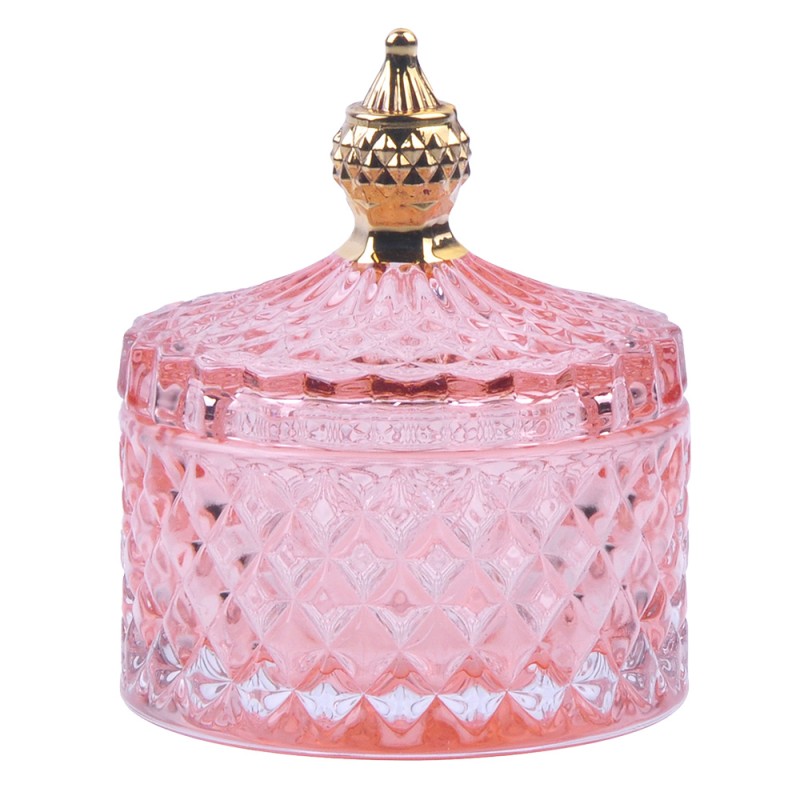 Clayre & Eef Glastopf Ø 9x10 cm Rosa Glas